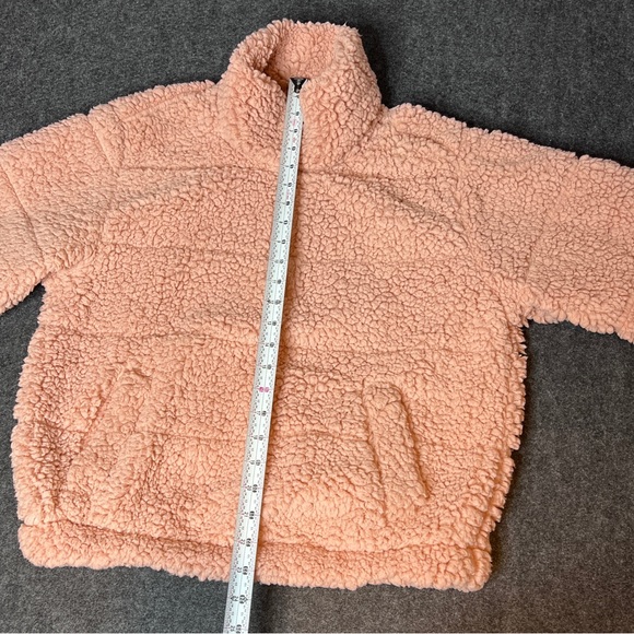 Sage Collective Blush Pink High Pile Pullover Fleece Zip Collar Kangaroo Pocket - Picture 5 of 14